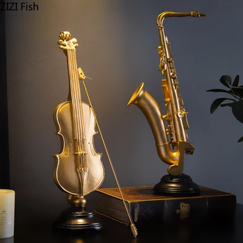 Golden Musical Instrument Statue Ornaments Violin Saxophone Resin Statuette Crafts Office Desktop Decor Nordic Modern Home Decor 
Golden Musical Instrument Statue Ornaments Violin Saxophone Resin Statuette Crafts Office Desktop Decor Nordic Modern Home Decor