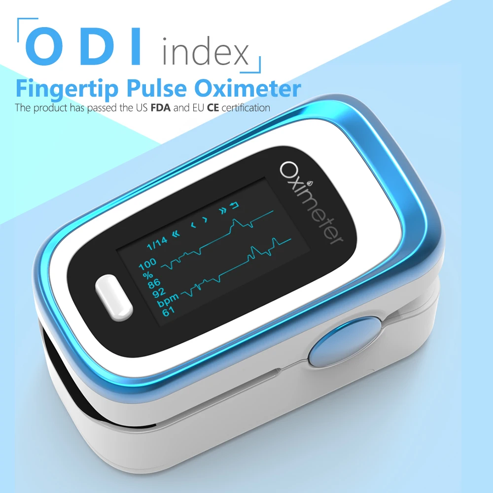 

Kiuzou Medical Finger Pulse Fingertip Oled Portable Oximeter SPO2 PR 8 hours sleep monitor Blood Oxygen Oximetro De Dedo case