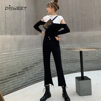 Temperament High Waist Irregular Woman Jeans Harajuku Slim-Cut Flared Pants Ladies New Korean Autumn Black Jeans Women 2019
Temperament High Waist Irregular Woman Jeans Harajuku Slim-Cut Flared Pants Ladies New Korean Autumn Black Jeans Women 2019