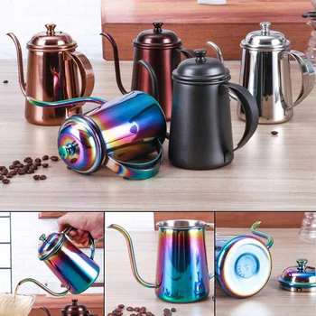New 650ml Stainless Steel Coffee Pot Hand Drip Coffee Pouring Pot W/ Long Mouth Gooseneck Colorful Cafe Teapot Kitchen Coffee Ma
New 650ml Stainless Steel Coffee Pot Hand Drip Coffee Pouring Pot W/ Long Mouth Gooseneck Colorful Cafe Teapot Kitchen Coffee Ma