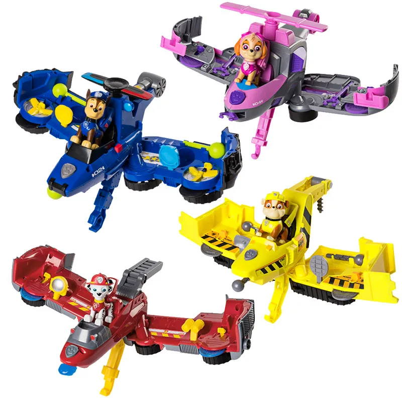 

Genuine Paw Patrol dog Flip Fly Vehicle toys Can Have Fun With This 2-in-1 Vehicle Transforming From Bulldozer to a Jet Kids