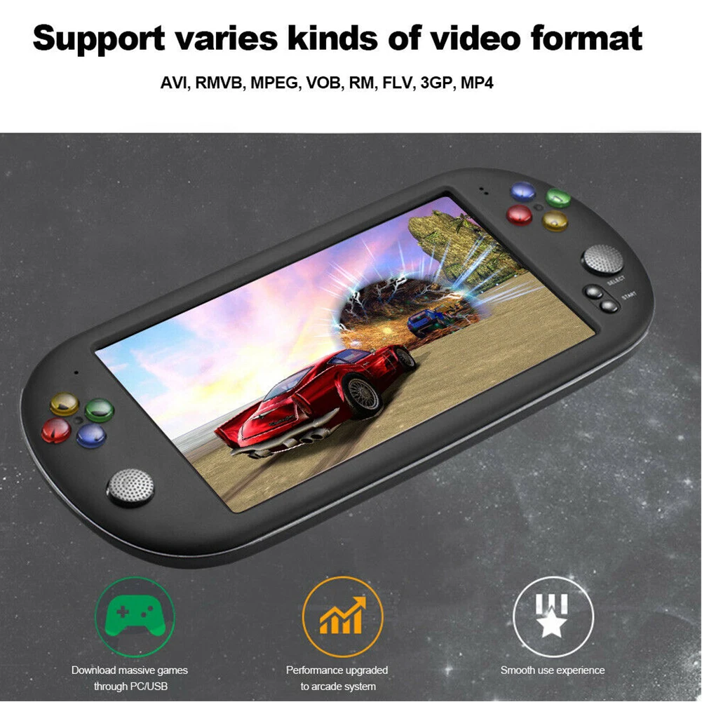 X16 Portable Game Console USB Player Handheld Retro 7 Inch Music Movies Player ABS Breakpoint Memory Earphone Double Rocker
X16 Portable Game Console USB Player Handheld Retro 7 Inch Music Movies Player ABS Breakpoint Memory Earphone Double Rocker