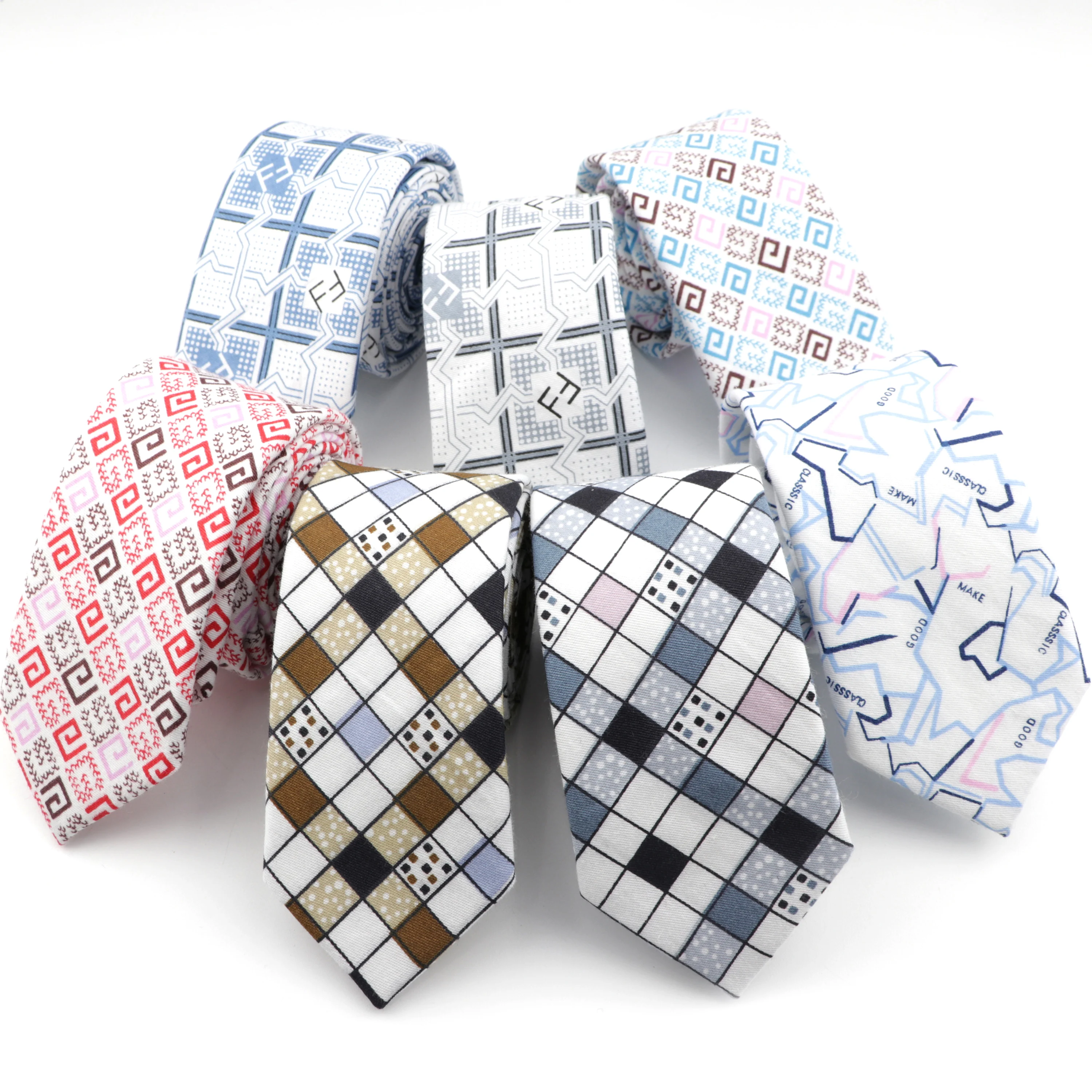 Высокое качество мужской галстук в полоску геометрический 100% хлопок 6 см