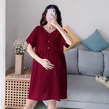 10071# Front Back Both Wear V Neck Maternity Blouses Summer Loose Mini Dress for Pregnant Women Wine Red Pregnancy Shirts
10071# Front Back Both Wear V Neck Maternity Blouses Summer Loose Mini Dress for Pregnant Women Wine Red Pregnancy Shirts