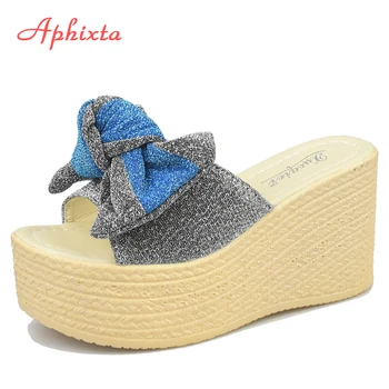 Aphixta 9cm Heels Wedge Slides Women Platform Sequined Appliques Flower Beach Antiskid Female Flip Flops Shoes Slippers Women
Aphixta 9cm Heels Wedge Slides Women Platform Sequined Appliques Flower Beach Antiskid Female Flip Flops Shoes Slippers Women