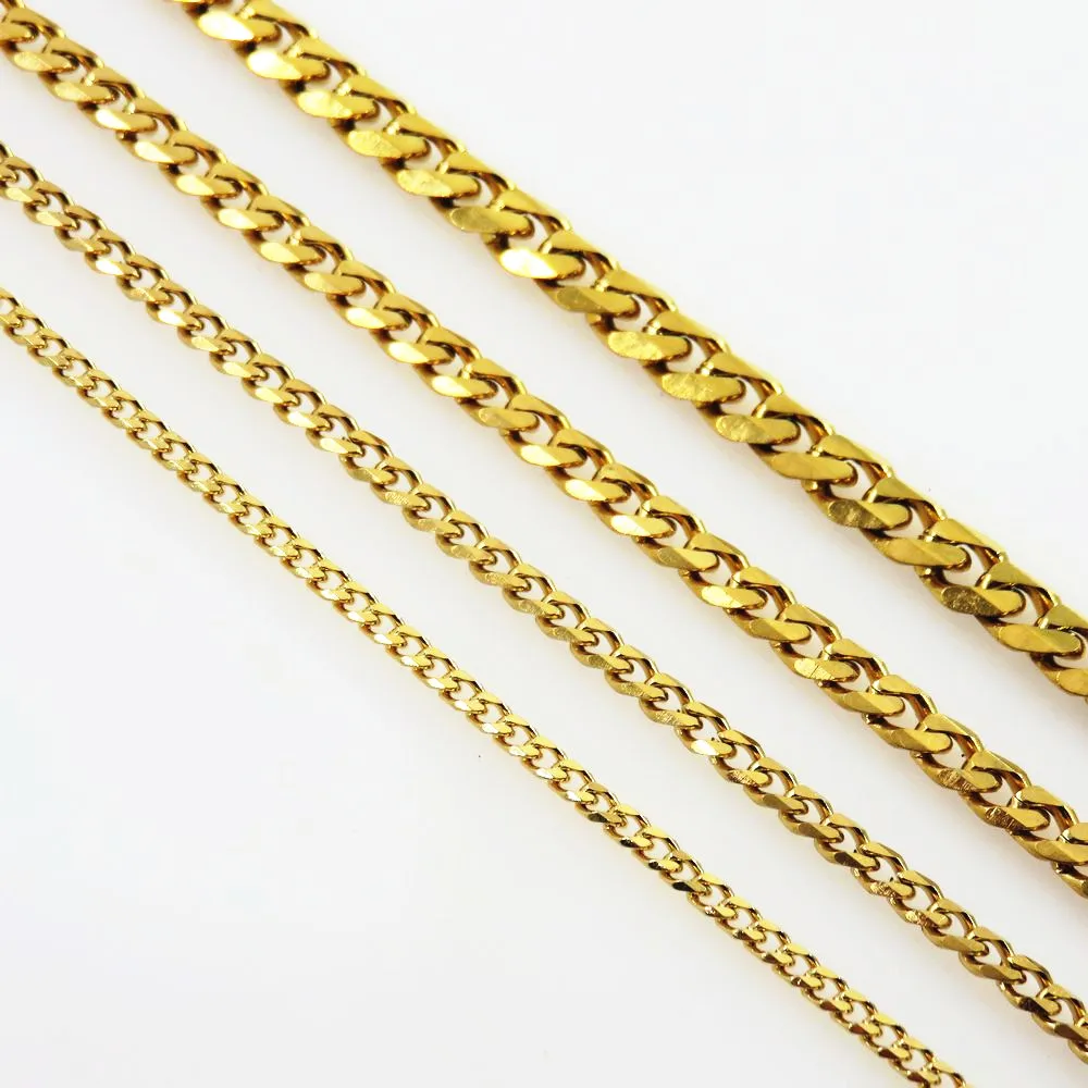 Золото-цвет блеска Плоское Ожерелье-цепочка 316L из нержавеющей стали для женщин