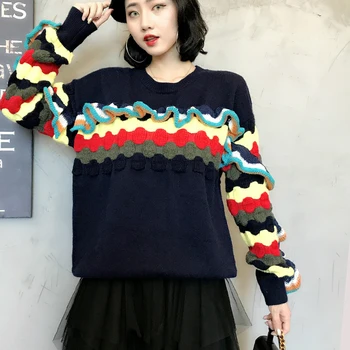 Women Sweater with the same paragraph knitwear autumn new Korean loose sleeve stripe bottoming female hot pullovers 7843
Women Sweater with the same paragraph knitwear autumn new Korean loose sleeve stripe bottoming female hot pullovers 7843