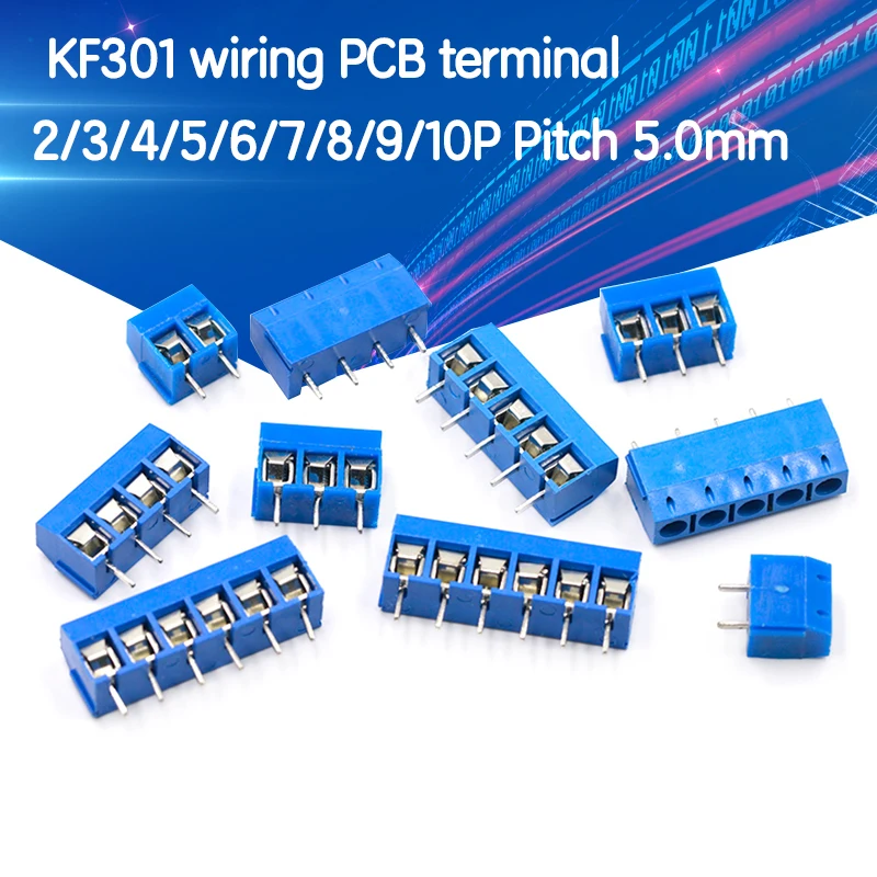 

KF301-2P 3P 4P 5P 6P 7P 8P 9P 10P Pitch 5.0mm Straight Pin Screw PCB Terminal Block Connector