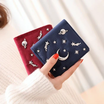 Women Wallet Female Coins Purse Card Holder Velour Leather Hasp Short Small Wallet Space Star Pattern Women Clutch Bag Casual 
Women Wallet Female Coins Purse Card Holder Velour Leather Hasp Short Small Wallet Space Star Pattern Women Clutch Bag Casual
