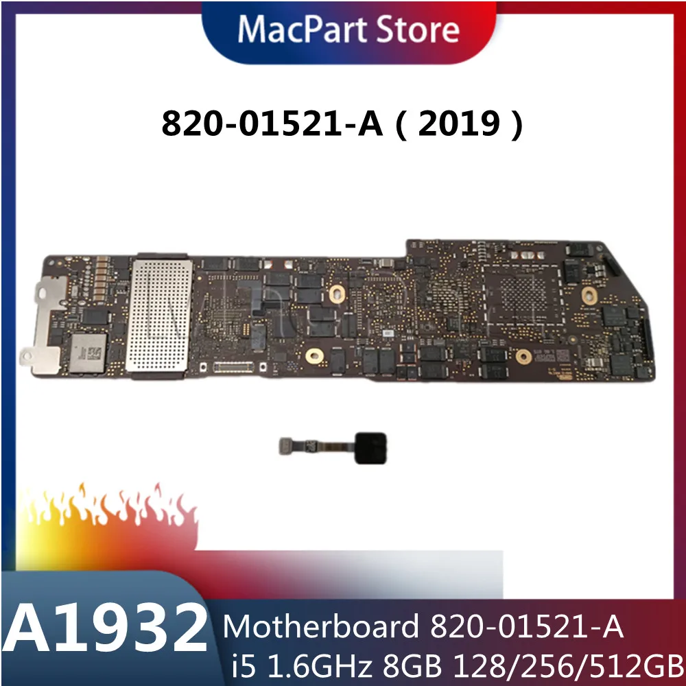 For Macbook Air 13" A1932 Logic Board Motherboard 820-01521-A/02 2019 with Touch ID Core i5 1.6 GHz 8GB 128/256/512GB EMC 3184 |