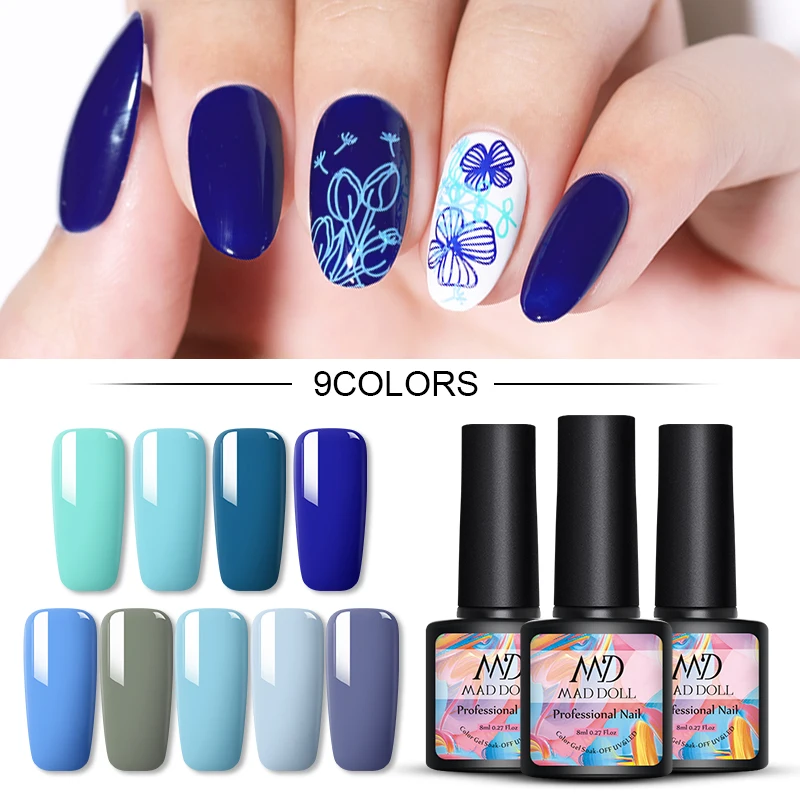 MAD DOLL 8ml Gel Nail Polish Blue Series Color UV Gel Soak Off Gel Polish Varnish One-shot Color Nail Art DIY Design
MAD DOLL 8ml Gel Nail Polish Blue Series Color UV Gel Soak Off Gel Polish Varnish One-shot Color Nail Art DIY Design