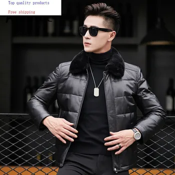 Genuine Leather Jacket Men Mink Fur Collar Duck Down Jackets Winter Jacket Men Sheepskin Coat Cuero Genuino 81X8703YY265
Genuine Leather Jacket Men Mink Fur Collar Duck Down Jackets Winter Jacket Men Sheepskin Coat Cuero Genuino 81X8703YY265