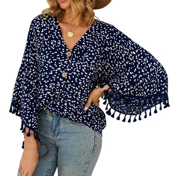 2020 Women Polka dot Print fringed top T-shirt V neck Button Loose Boho Chiffon Blouses Shirt
2020 Women Polka dot Print fringed top T-shirt V neck Button Loose Boho Chiffon Blouses Shirt