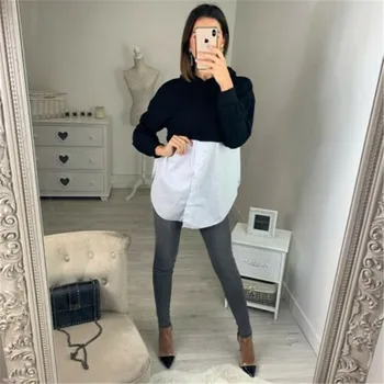Women Long Sleeve Stitching Tops Hooded Casual Loose Patchwork Sweatshirt Fashion
Women Long Sleeve Stitching Tops Hooded Casual Loose Patchwork Sweatshirt Fashion