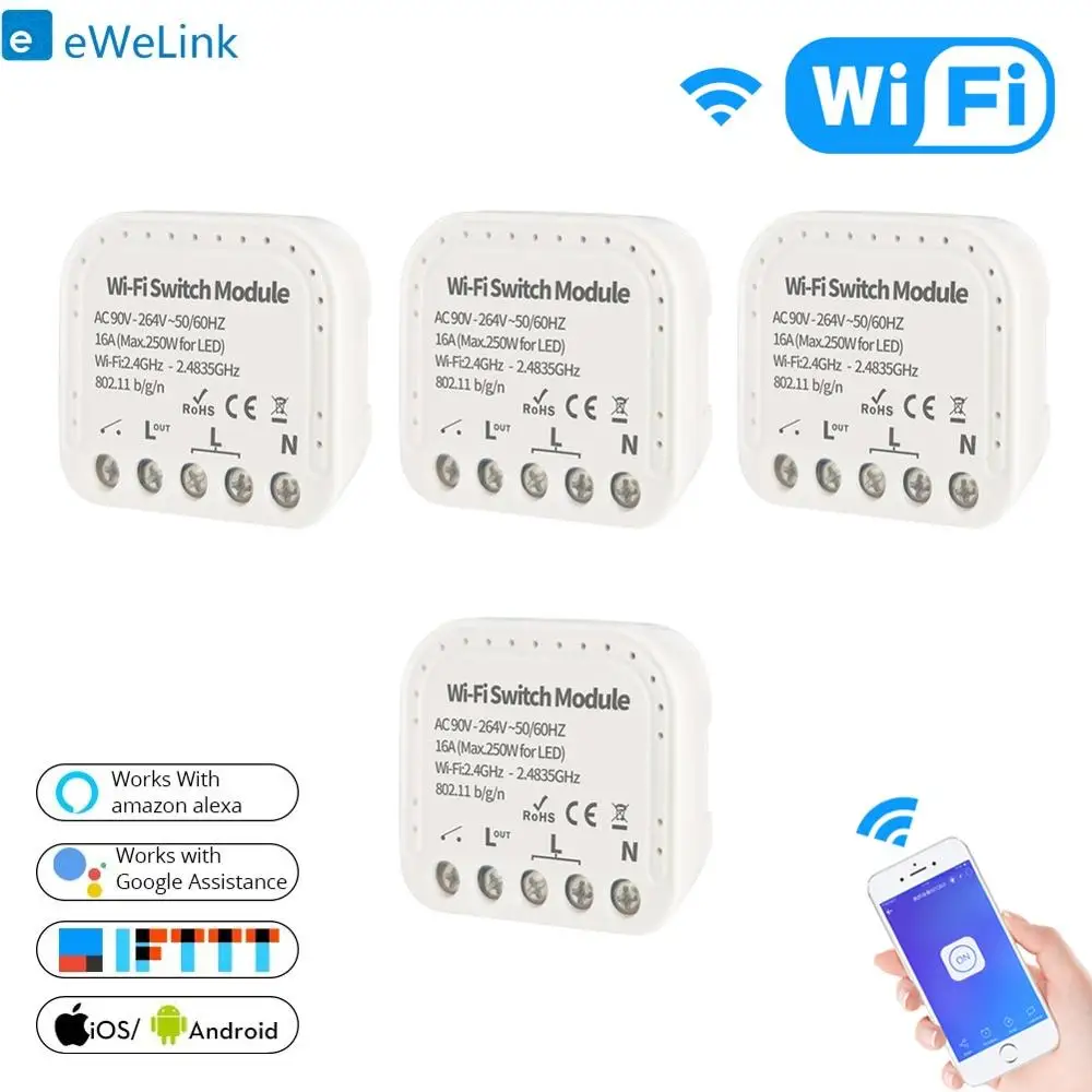 eWelink Wfi Smart Switch App Control WiFi Switch Module 16A 90-240V Support External Switch Work With Alexa Google Home 2-10 pcs
eWelink Wfi Smart Switch App Control WiFi Switch Module 16A 90-240V Support External Switch Work With Alexa Google Home 2-10 pcs