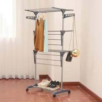 Foldable Clothes Rack Floor Standing Clothes Hanging Storage Shelf Clothes Hanger Racks w/Wheel Simple Style Bedroom Furniture
Foldable Clothes Rack Floor Standing Clothes Hanging Storage Shelf Clothes Hanger Racks w/Wheel Simple Style Bedroom Furniture