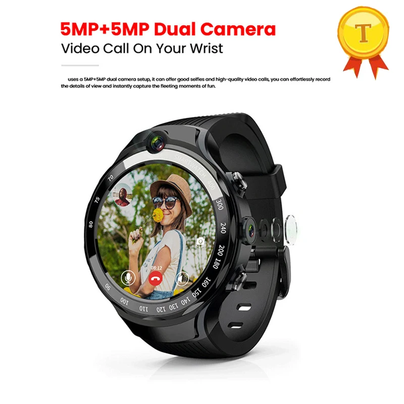 Лидер продаж 2020 мужские Смарт часы с видеозвонком 4G двойная камера Мп + AOMLED GPS/GLONASS