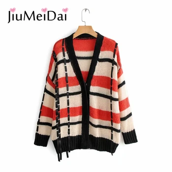JiuMeiDai V-Neck Striped Cardigans Sweater Women Spring Autumn Office Lady Jumper Clothing High Qality Plus Size Loose Outwear
JiuMeiDai V-Neck Striped Cardigans Sweater Women Spring Autumn Office Lady Jumper Clothing High Qality Plus Size Loose Outwear