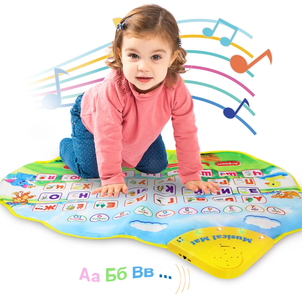 Фото 73x49 см русский музыкальный коврик с алфавитом и цифрами детские игровые коврики