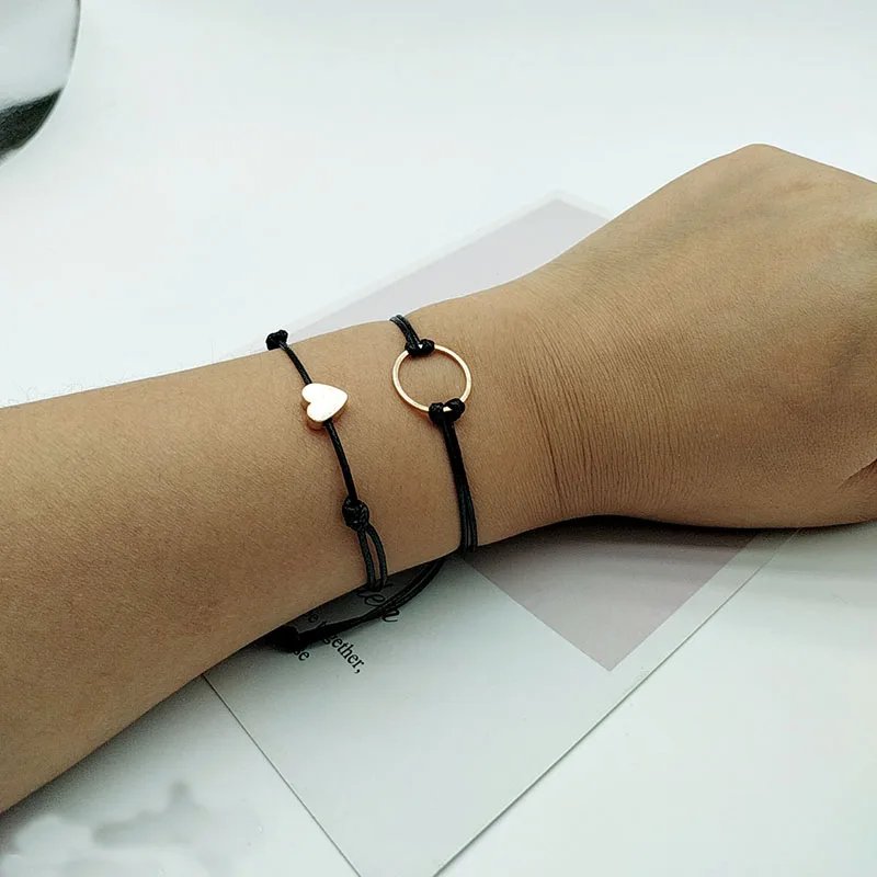 2 pcs /lot Charm Bracelet Set For Men Women Golden Love Heart Rope Bracelet Gift For Friend Handmade Jewelry Wholesale 
2 pcs /lot Charm Bracelet Set For Men Women Golden Love Heart Rope Bracelet Gift For Friend Handmade Jewelry Wholesale