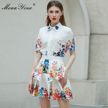 MoaaYina Fashion Designer Set Women Short sleeve Sequins Shirt Tops+Ruffles Skirt Floral-Print Two-piece set 
MoaaYina Fashion Designer Set Women Short sleeve Sequins Shirt Tops+Ruffles Skirt Floral-Print Two-piece set