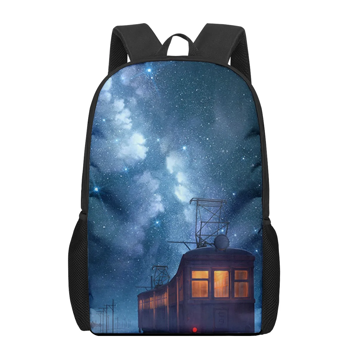 Фото Школьный рюкзак для детей ранцы с 3D рисунком звездного неба заднего вида