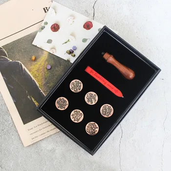 Retro Blessings Six Combinations Copper Rosewood Handle Fire Seal Stamp Wax Gift Box Set
Retro Blessings Six Combinations Copper Rosewood Handle Fire Seal Stamp Wax Gift Box Set