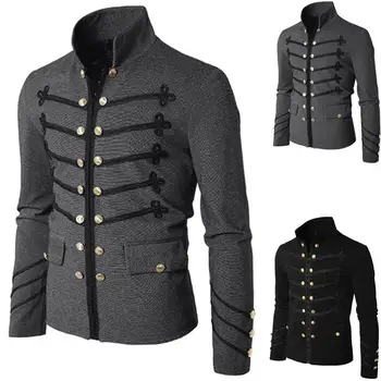 Men Vintage Military Jacket Gothic Military Parade Jacket Embroidered Buttons Solid Color Top Retro Uniform Cardigan Outerwear
Men Vintage Military Jacket Gothic Military Parade Jacket Embroidered Buttons Solid Color Top Retro Uniform Cardigan Outerwear