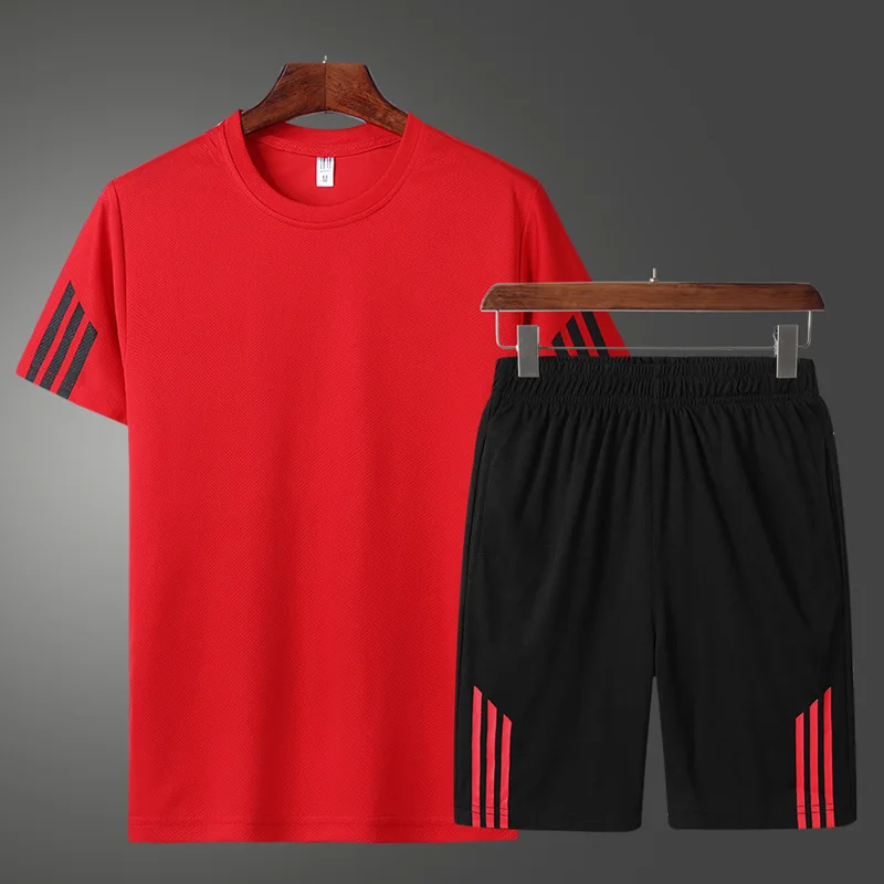 2020 Summer Striped Quick Drying Short Sleeve T Shirt Mens Clothes Tracksuit Shorts Fitness Gym Casual Sportswears Two Piece Set
2020 Summer Striped Quick Drying Short Sleeve T Shirt Mens Clothes Tracksuit Shorts Fitness Gym Casual Sportswears Two Piece Set