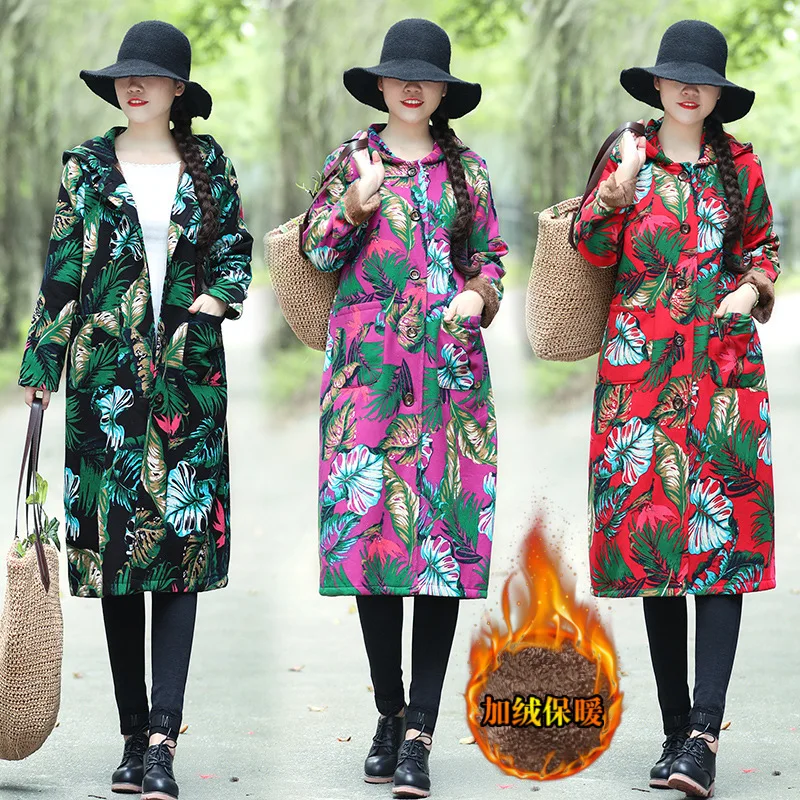 2019 Winter New Style Versatile Large Size Dress Printed Ethnic-Style Hooded plus Velvet Jacket Cotton-padded Clothes Women's
2019 Winter New Style Versatile Large Size Dress Printed Ethnic-Style Hooded plus Velvet Jacket Cotton-padded Clothes Women's