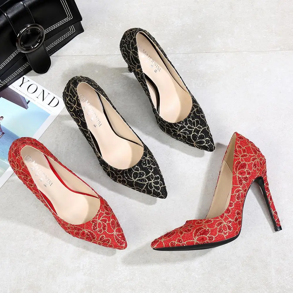 Retro Women's Pointed-Toe Sequined Pattern High Heels Ethnic-Style Shoes Sexy Heels Party Shoes Wedding Shoes Black Red
Retro Women's Pointed-Toe Sequined Pattern High Heels Ethnic-Style Shoes Sexy Heels Party Shoes Wedding Shoes Black Red