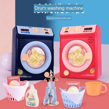 어린이 시뮬레이션 전기 놀이 집 드럼 세탁기 장난감 플라스틱 장난감 세트 세탁기 장난감 물을 채울 수 있습니다 ZK684