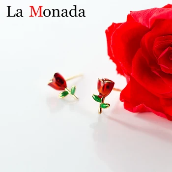 Real 925 Sterling Silver Romantic Red Rose Flower Stud Earrings Small Leaf Ear Jewelry Love Gift For Girl Friends Teens
Real 925 Sterling Silver Romantic Red Rose Flower Stud Earrings Small Leaf Ear Jewelry Love Gift For Girl Friends Teens