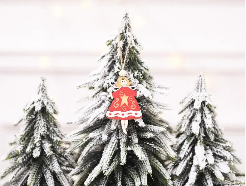 wooden flying santa claus white angel doll christmas tree