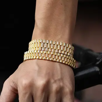 Men's Hip-Hop golden Zircon Watch Chain Three-row Stainless Steel Chain Bracelet Exquisite Jewelry Tennis Bracelet Wholesale
Men's Hip-Hop golden Zircon Watch Chain Three-row Stainless Steel Chain Bracelet Exquisite Jewelry Tennis Bracelet Wholesale