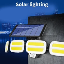 

Solar Light Four Cob Rotatable Outdoor Human Body Induction Waterproof Wall Lamps Remote Control Garden Lighting Street Light