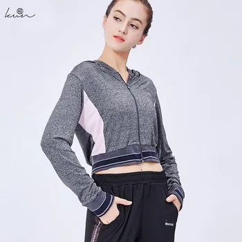 Sports fitness running coat Yoga smock women's quick drying top short long sleeve zipper hooded Yoga suit 
Sports fitness running coat Yoga smock women's quick drying top short long sleeve zipper hooded Yoga suit