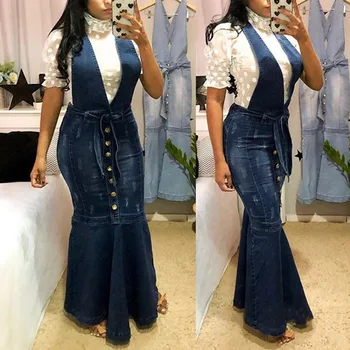 New 2020 Suspender Skirt Women Overalls No Stretch V-neck Buttons Maxi Long Skirt Mermaid Trumpet Empire High Waist Jeans J9D891
New 2020 Suspender Skirt Women Overalls No Stretch V-neck Buttons Maxi Long Skirt Mermaid Trumpet Empire High Waist Jeans J9D891