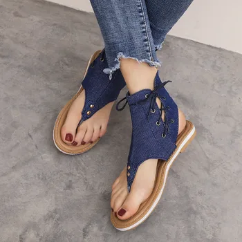 2020 Fashion Denim Summer Sandals Round Toe Zipper Flats Casual Thread Lace Up Shoes Woman Sandals Women Shoes Jeans Sandal 
2020 Fashion Denim Summer Sandals Round Toe Zipper Flats Casual Thread Lace Up Shoes Woman Sandals Women Shoes Jeans Sandal