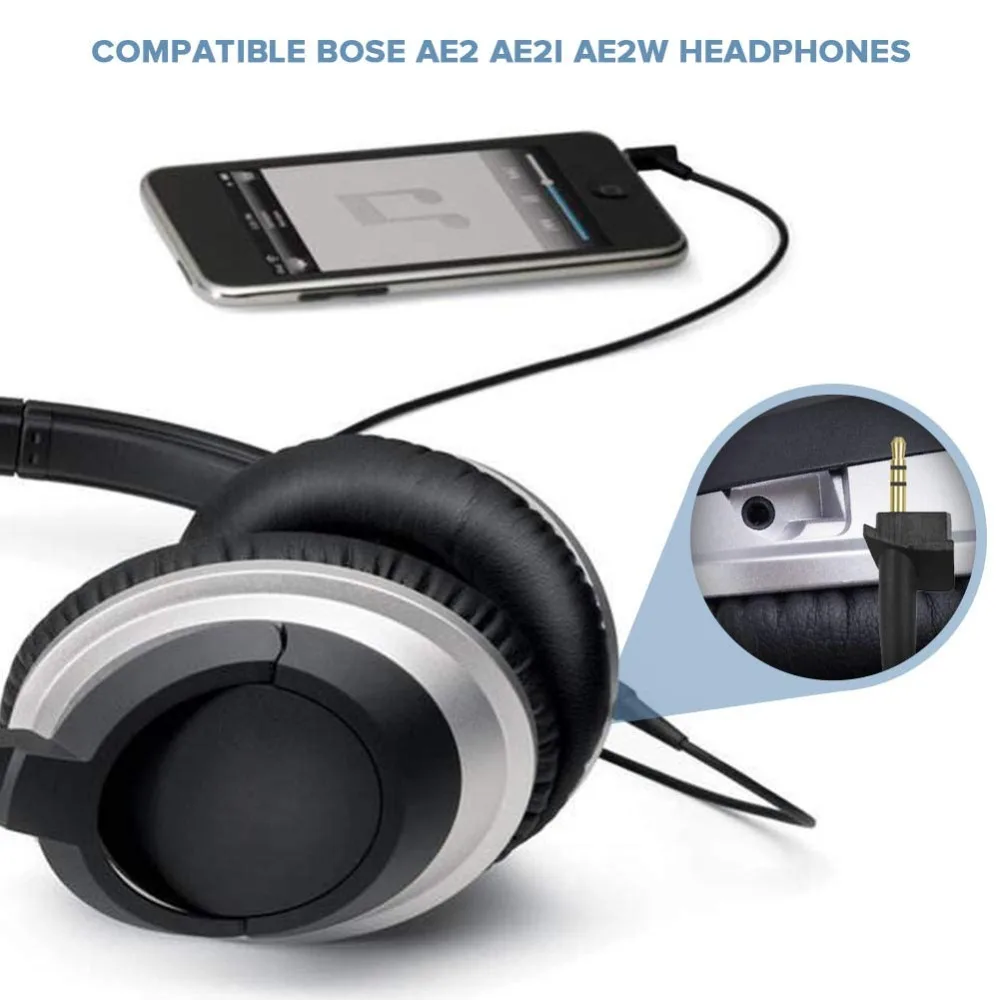 Replacement Headphone Stereo Audio Music Cable Extension Cord Wire for Bose Around Ear AE2 AE2i AE2w Headphones Replacement Headphone Stereo Audio Music Cable Extension Cord Wire for Bose Around Ear AE2 AE2i AE2w Headphones