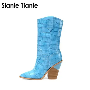 Sianie Tianie 2020 luxury designed spring winter new woman strange high heels yellow blue runway slip on womens mid-calf boots 
Sianie Tianie 2020 luxury designed spring winter new woman strange high heels yellow blue runway slip on womens mid-calf boots