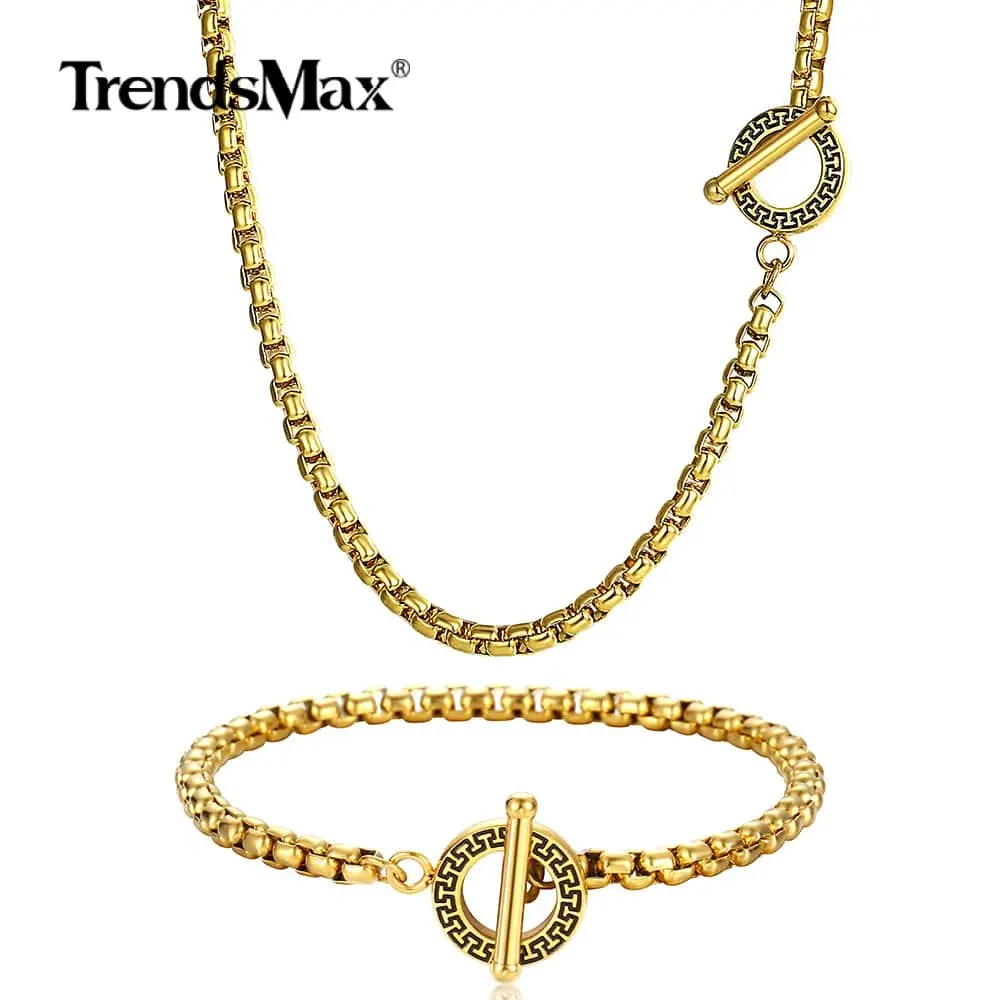 2019 Fashion Necklace Bracelet Set Gold Color Stainless Steel for Men Women Box Link Chain Unique Pattern Male Jewelry Set TSS09
2019 Fashion Necklace Bracelet Set Gold Color Stainless Steel for Men Women Box Link Chain Unique Pattern Male Jewelry Set TSS09