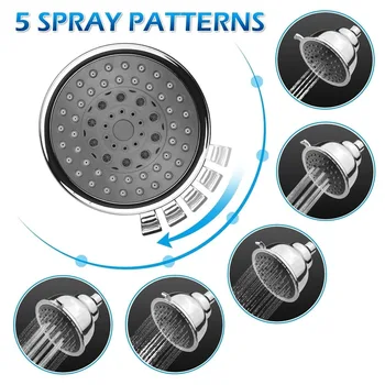 5 Adjusted Spray Jets,High Pressure Shower Head,Top Sprayer Bathroom Accessories Provide Powerful Spray at Low Water Pressure
5 Adjusted Spray Jets,High Pressure Shower Head,Top Sprayer Bathroom Accessories Provide Powerful Spray at Low Water Pressure