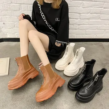 New Leather Boots Women's Shoes White Before Zipper Ankle Boots Women Boots Woman Platform Boots for Women
New Leather Boots Women's Shoes White Before Zipper Ankle Boots Women Boots Woman Platform Boots for Women