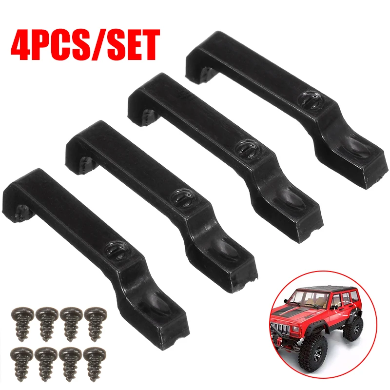 4Pcs/set ABS Plastic Black Door Handles Handle Pull Knob For 1/10 RC Crawler Car Remote Control Accessories