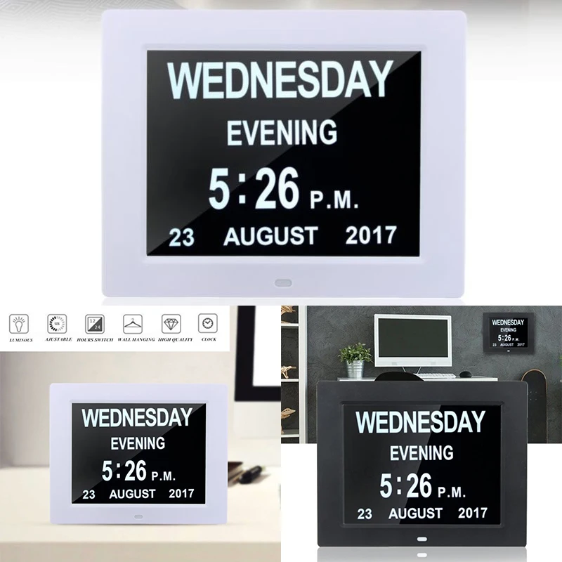 8 LED Large Digital Alarm Clock ABS Wall Hanging Calendar Date Time Display Table Clocks DC 5V 1A EU Adapter desk Clock
8 LED Large Digital Alarm Clock ABS Wall Hanging Calendar Date Time Display Table Clocks DC 5V 1A EU Adapter desk Clock