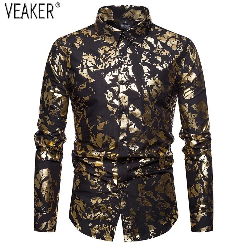 2019 New men Side satin party shirts Men's Printed Business casual shirt Slim Fit Long Mouw Gold Black Print shirts S -2XL 
2019 New men Side satin party shirts Men's Printed Business casual shirt Slim Fit Long Mouw Gold Black Print shirts S -2XL