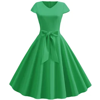 Women Summer Dress Casual 2019 Solid Yellow Pink Plus Size Party Dress V neck Short Sleeve Elegant Robe Vintage Office Dresses 
Women Summer Dress Casual 2019 Solid Yellow Pink Plus Size Party Dress V neck Short Sleeve Elegant Robe Vintage Office Dresses