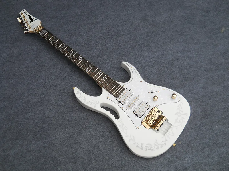 Electric guitar White color with white flower pattern tremolo cavity Tree of Life inlay Golden Hardwares,PayPal available!IB-8
Electric guitar White color with white flower pattern tremolo cavity Tree of Life inlay Golden Hardwares,PayPal available!IB-8