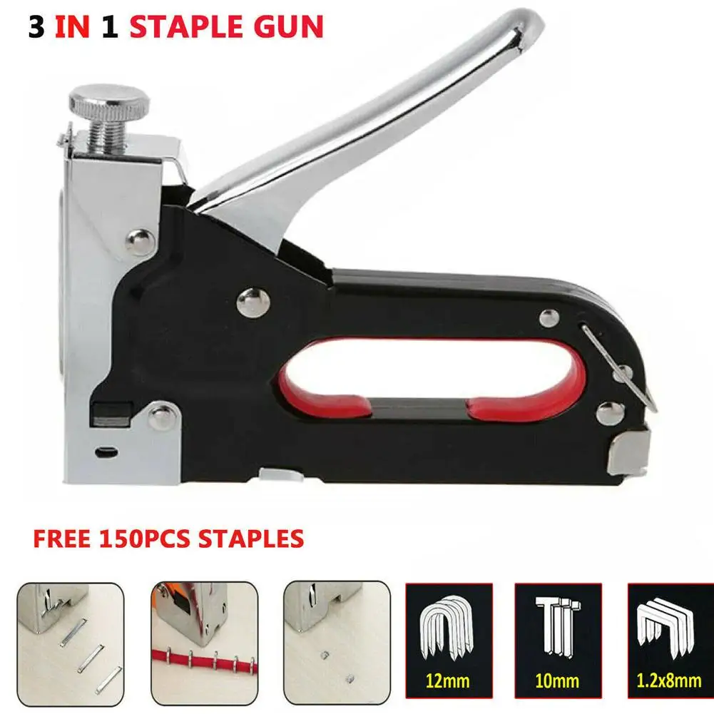 3-in-1 Manual Heavy Duty Hand Nail Gun Stapler Tracker Kit With 300pc Staples For Carpentry Furniture Woodworking Tacker Tools
3-in-1 Manual Heavy Duty Hand Nail Gun Stapler Tracker Kit With 300pc Staples For Carpentry Furniture Woodworking Tacker Tools